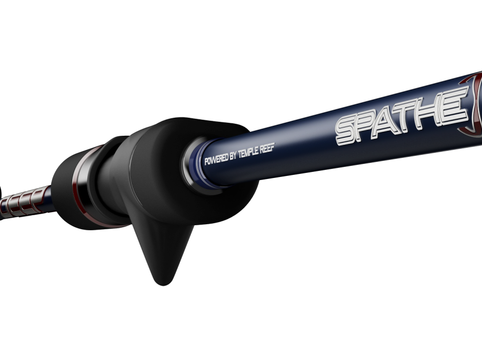 A blue and black pole with the word " spate " on it.